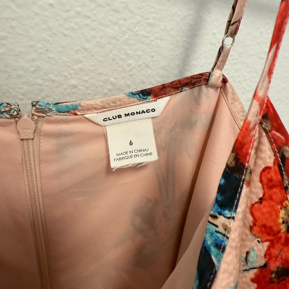 Club Monaco Floral Tropical Pink Midi Dress Size 6 - Picture 2 of 4